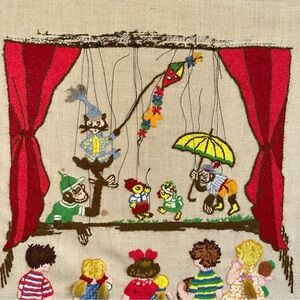 Colorful Puppet Show Embroidered Art